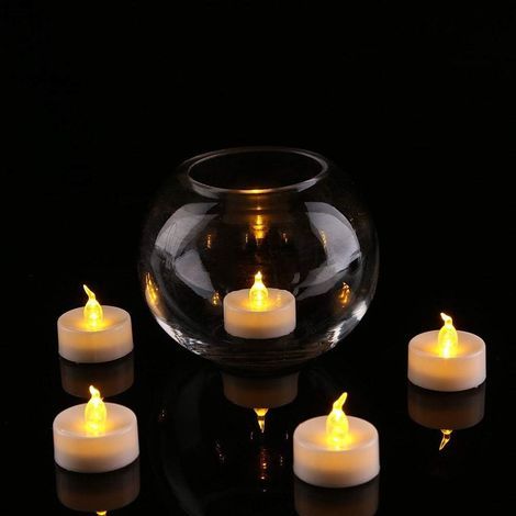 Lot de 10 bougies thé LED sans flamme, jaune chaud, autonomie de 200 heures, bougies scintillantes fonctionnant sur piles (piles incluses), pour décoration intérieure. (1/4)
