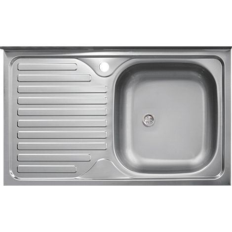 lavello da cucina con singola vasca a destra e gocciolatoio 80x50 cm (1/2)