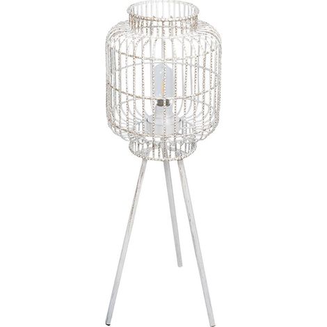 Lampe sur pied Blanche en métal patiné Or transportable LED (1/2)