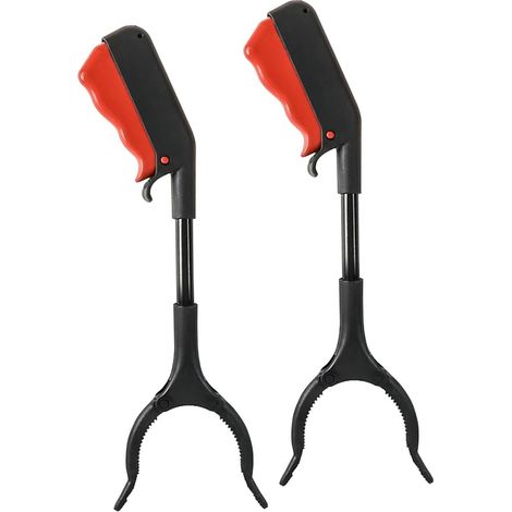 Lot de 2 Pinces à ordures, 30 cm, Fer, Poignée ergonomique, Mâchoires dentelées, Intérieur et extérieur (1/5)