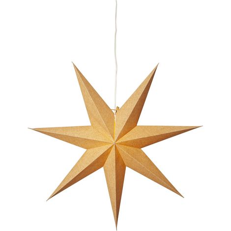 Star Trading Grande étoile en papier « Coton », étoile pliante recouverte de tissu, 7 branches, dorée, Ø 60 cm