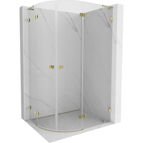 Mexen Lunar L cabina de ducha semicircular abatible derecha 100 x 90 cm, transparente, dorada - 833L-100P-090L-50-00 (1/5)