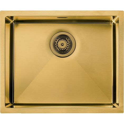 Lavello IRIDE F3" 1 vasca ACCIAIO INOX Finitura: GOLD, incasso: slim, sottotop e filotop, 57X45 prof. 19 (1/2)