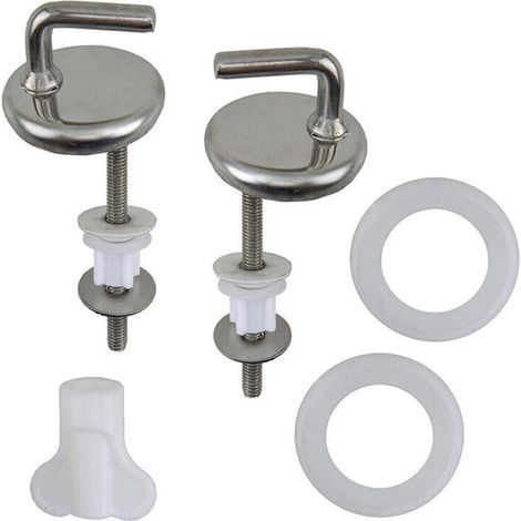 WC-Sitzscharnier-Set – inklusive Befestigungsschrauben und Sitzplatte – Unverzichtbar fürs Badezimmer – Hochwertiger Edelstahl – Universell einsetzbar