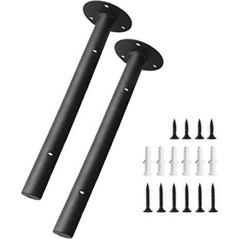 Equerre Etagere Murale Fixation Invisible, Support Etagere Murale Charge Lourde Flottante Tablette Murale Fixation Support Etagere En Fer avec Taquet Etagere, Antirouille 2Pièces Noir (1/5)