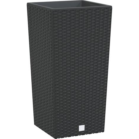 Jardinière  Bac à fleurs et intérieur amovible anthracite 11/26,5 L rotin PP (1/5)