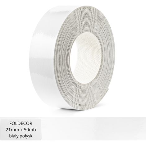 Weißes, glänzendes Melamin-Möbelkantenband mit Heißkleber 21 mm (50 m) (1/5)