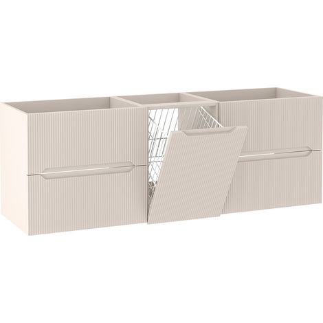 Ensemble de meubles de salle de bains avec panier à linge L.160 cm cachemire mat façade rainurée NOVO Furnidea (1/5)