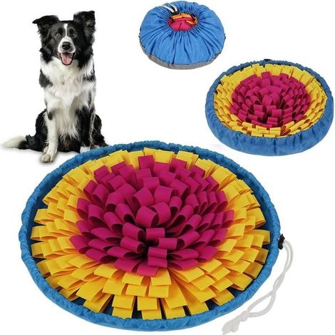 Tapis de Fouille Chien, Tapis de Reniflant Léchage Recherche de Nourriture Antidérapant Jouet Éducateur pour Chiens Slow Food l'apprentissage de l'intelligence et de l'olfaction, Jaune Rouge (1/5)