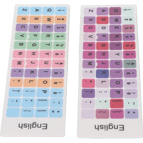 autocollants pour clavier, colorés, en anglais, résistants à la poussière et à l'eau, en PVC, pour touches d'ordinateur.