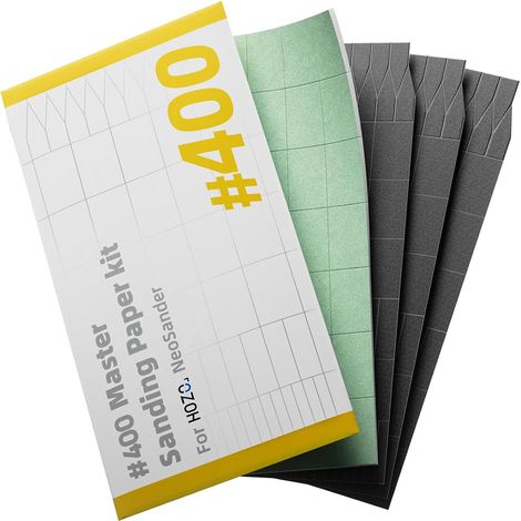 Papier abrasif grain 400, 4 pièces (3 standard + 1 sur mousse), pour résine, impressions 3D, préparation de surface et bricolage (1/5)