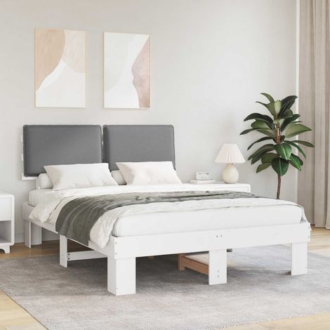 Estructura de Cama con Cabecera Tapizada Gris Claro