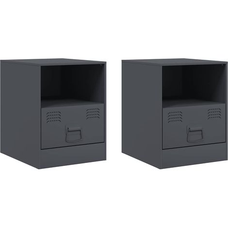 Maison Exclusive - Mesitas de noche 2 unidades gris antracita 34, (1/5)