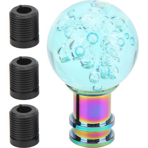 Pomello del cambio alla moda, pomello del cambio universale in acrilico trasparente stile bolla con adattatore M8 M10 M12 per auto (azzurro).
