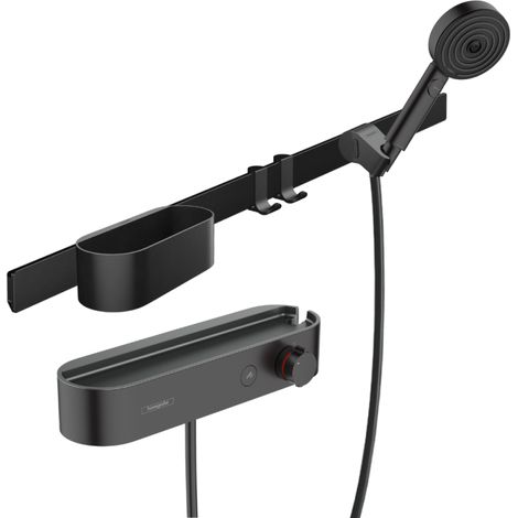 HANSGROHE Pack mezclador termostático de ducha empotrado WallStoris negro mate con accesorios