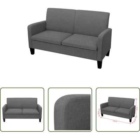 Kiefernholz Sofa - 2-Sitzersofa 135 x 65 x76 cm Dunkelgrau (1/5)