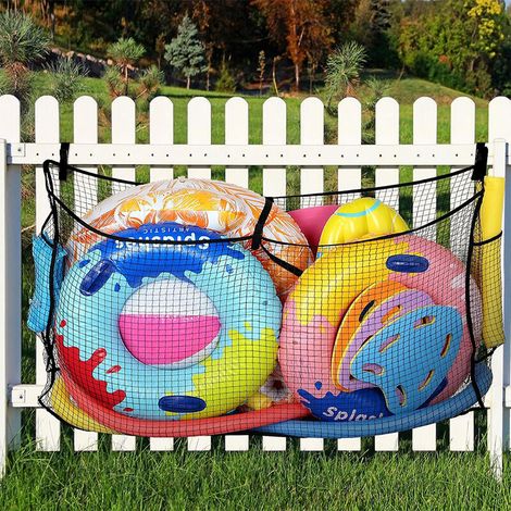 Filet de rangement flottant pour jouets de piscine, organisateur de rangement en filet pour bord de piscine, sac de rangement pour jouets avec sangles (1/5)