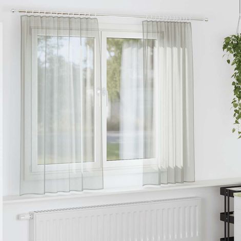 Voile Vorhänge mit Stangentaschen 2 Stk. Hellgrau (1/5)