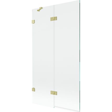 Mexen Lunar paroi de baignoire à 2 volets gauche 100 x 150 cm, transparent, doré brossé - 897-100-100-55-00-L (1/5)