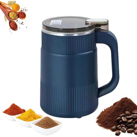 Moulin à Grains de Café Électrique, 200W en Acier Inoxydable  Moud café, épices, noix. Compact 17x11cm, couvercle transparent  idéal pour cuisine, voyage, camping (1/5)