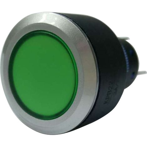 Bouton-poussoir, Momentané lumineux, LED Vert, Unipolaire à deux directions (1RT), 3 A, 5 A, Vert, Montage panneau ( Prix pour Paquet de 1 )