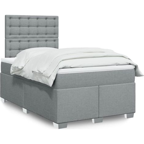 Boxspringbett mit Matratze Hellgrau 120x190 cm Stoff (1/5)