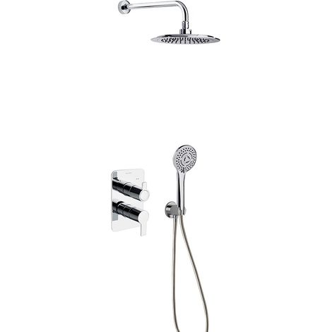 Ramon Soler - Conjunto Grifo Monomando Empotrado de 2 Vías Cromado con Sistema S2 de Ahorro de Agua con Accesorios Redondos Serie Blautherm (1/5)