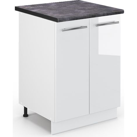Mobiletto base cucina Fame-Line, Bianco lucido, 60 cm , PL Antracite, Vicco