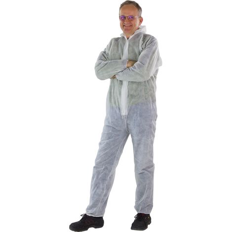 Einweg Overall Lackieranzug Maleranzug Einweganzug Schutzanzug Weiß PP S-XXXL (1/4)