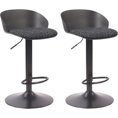 Lot de 2 chaises de bar réglables en hauteur tissu noir OJA Casita
