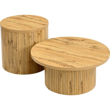 GagaTable basse ronde double bois naturel 75x75x36 et 50x50x50, 5 cm (1/5)