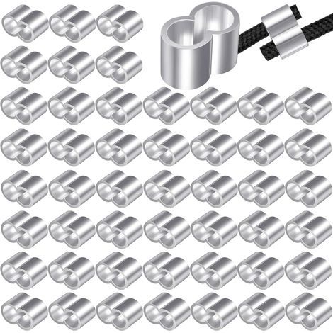 50 Stück 4-mm-Aluminium-Crimphülsen, Doppel-Aluminium-Crimphülsen, Crimp-Schlaufenhülsen mit Aufbewahrungskoffer für 4-mm-Edelstahlkabel und -seile