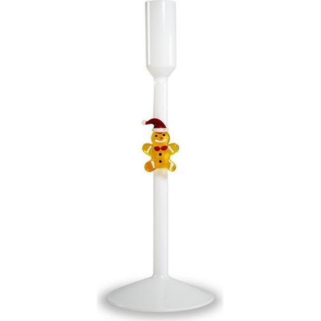 WD LifeStyle Portacandela di Natale Pan di Zenzero Bianco in Vetro – Decorazione Natalizia (1/2)