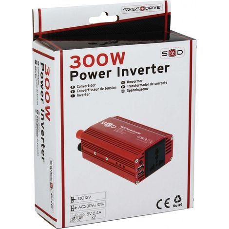Convertisseur 12v 230v 300w Usb 2.4a Pinces Crocodiles Cable 12v - Swiss Drive (1/5)