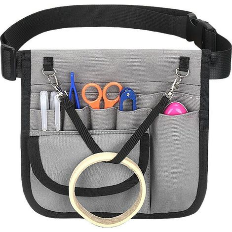 Sac à outils- Pochette Infirmiere, une poche à rabat, Avec Ceinture Réglable(Gris) (1/5)