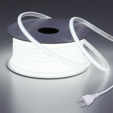 Bleosan – Ruban LED COB étanche 10M 6000K blanc froid – Flex découpable IP65 pour chantiers – Alimentation 220V – Lumière froide
