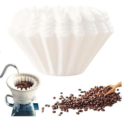 Lot de 100 filtres à café blancs 45/155 mm Petit filtre à café pour 1 à 2 tasses Papier filtre à café rond pour café, bureau, (1/5)