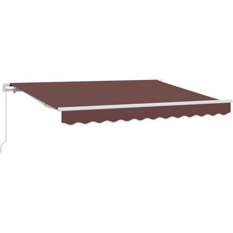Store banne rétractable marron, toile 250 x 200 cm. (1/5)