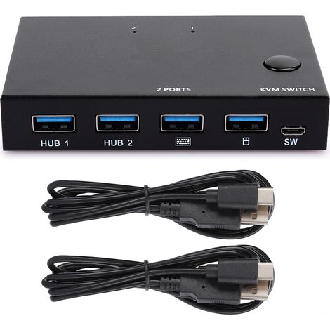 Commutateur KVM HDMI 2.1 4K, hub USB, commutateur KVM HDMI (noir) (1/5)