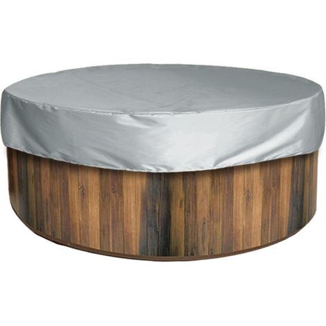 Couverture de Bain à Remous étanche Extérieur Portable Patio Rond Gonflable Bain à Remous Couverture de Spa Protecteur Baignoire Piscine Housses Anti-poussière (Taffetas de (19030cm,gris) (1/5)