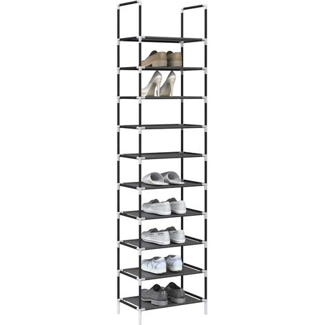 Schuhregal 10-stöckig Schwarz 44x28x180 cm Vliesstoff