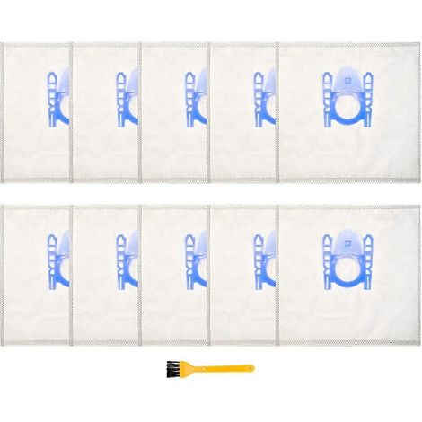 Lot de 10 sacs à poussière avec brosse pour aspirateurs Siemens Q5.0 VSQ5X1230 VSZ3XTRM11 VSQ5 X 12 M1 - Compatibles avec les modèles Swirl S62/ S67/ S68 (1/5)