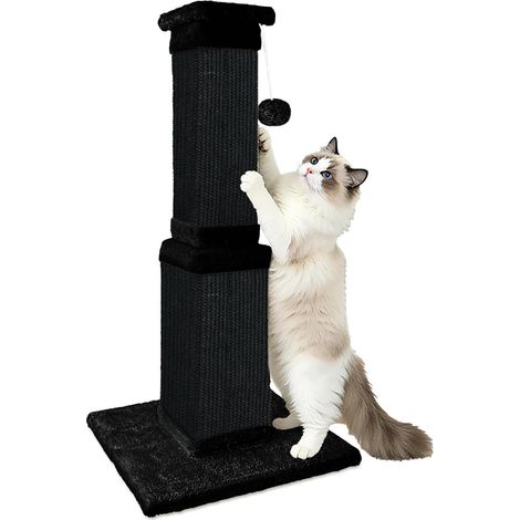 Arbre à chat - 81 cm - En sisal et bois - Arbre à chat stable pour grands chats et chats d'intérieur - Base large - Noir (1/5)