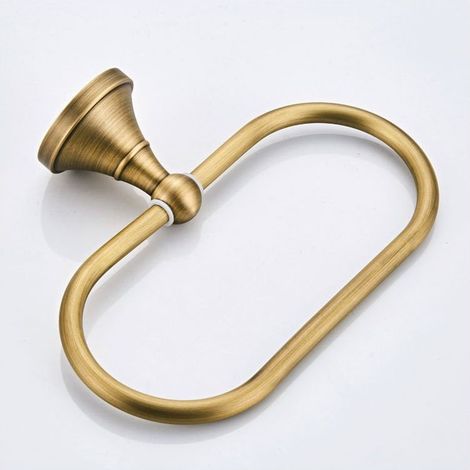 Anillo toallero ovalado de latón antiguo, soporte para toallas de pared para accesorios de cocina y baño, bronce cepillado (1/4)