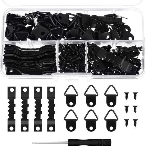 Kit d'accrochage de tableaux 251 : accessoires pour photos, œuvres d'art, miroirs et vis inclus. (1/4)
