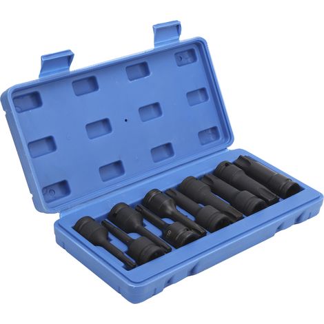 Kit 10 Embouts Tournevis Douilles Carrées 1/2 Pouce CRMO Étoile T30100 Série T Longueur 78mm Outil Réparation Auto (1/5)