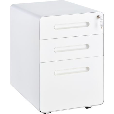 Rollcontainer aus weißem Stahl mit 3 Schubladen 39x48x59 cm (1/3)