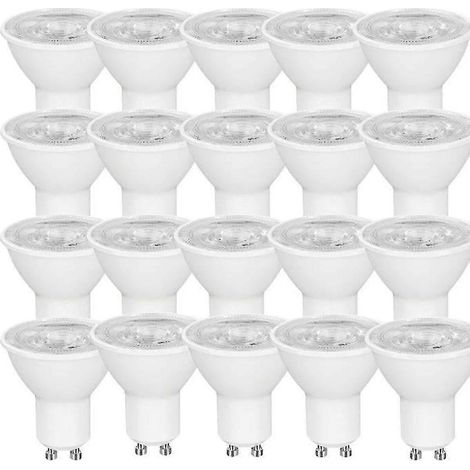 Lot de 20 ampoules LED GU10 5W, 500 lumens, équivalent halogène 50W, lumière blanc chaud (1/4)