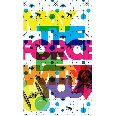 Poster géant intissé Pop Neon Geometrics Vader Star Wars 120x200cm (1/3)