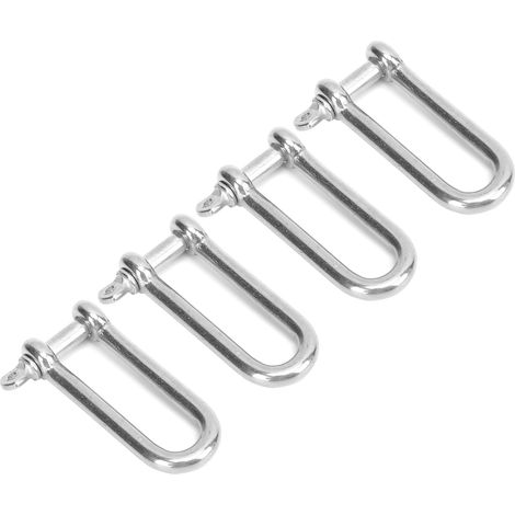 Manilles allongées en acier inoxydable 5mm, 4 pièces pour levage câble acier et vis à œil (1/5)